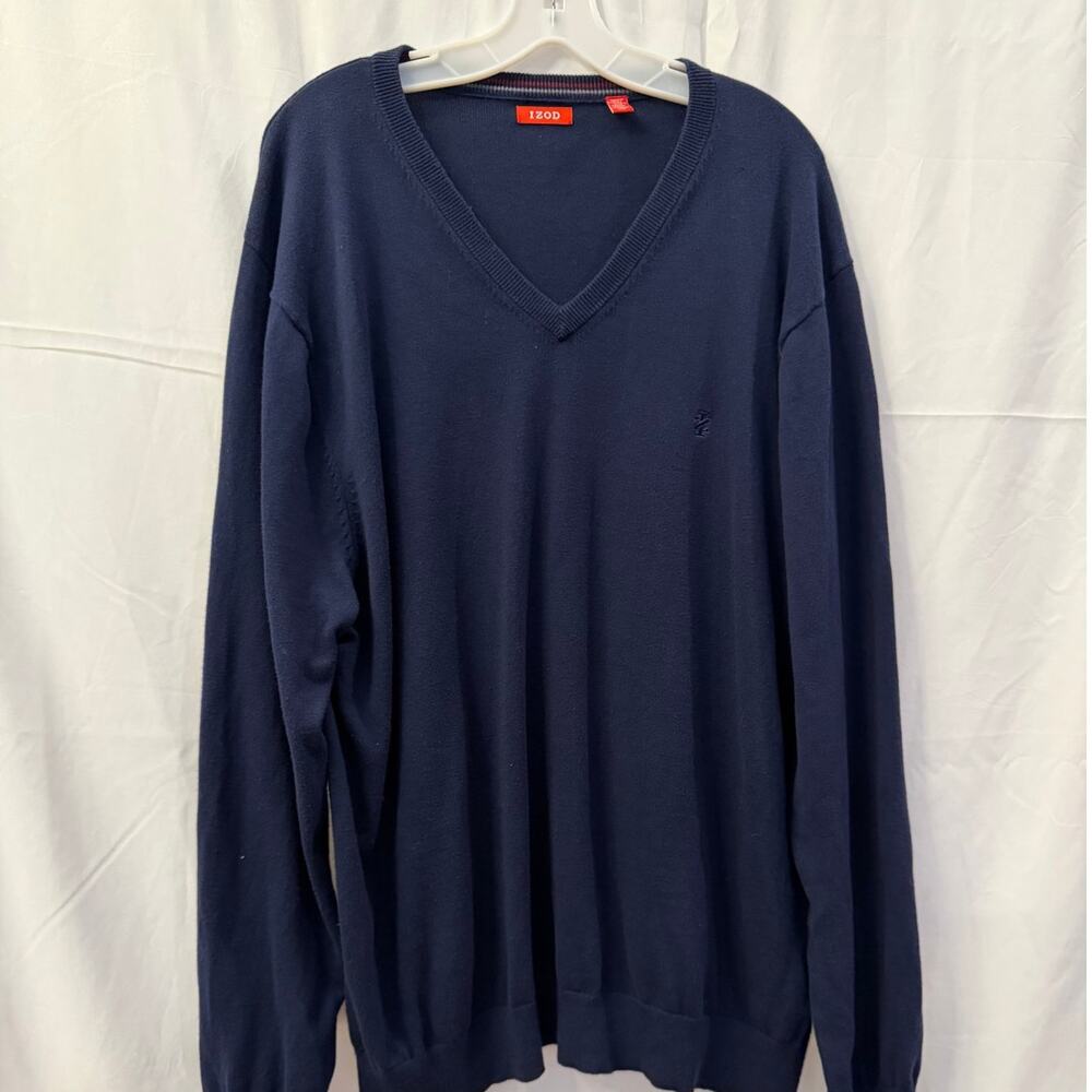 Mens IZOD Navy Blue V-Neck‎ Sweater Size XXL